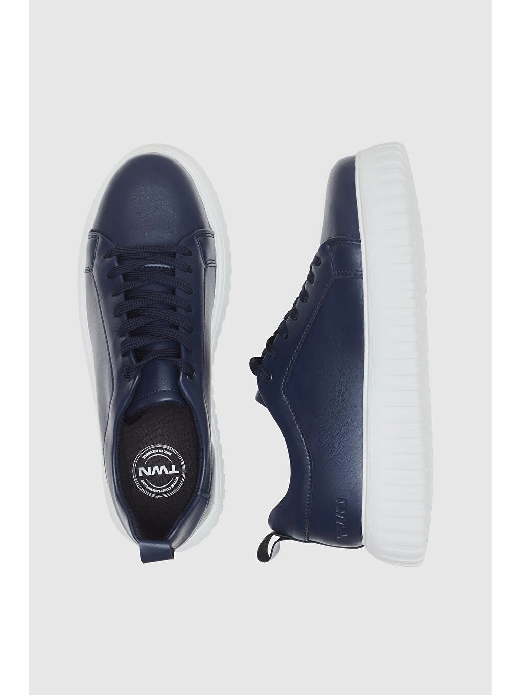 Twn Lacivert Kalın Beyaz Tabanlı Bağcıklı Sneaker Ayakkabi-4
