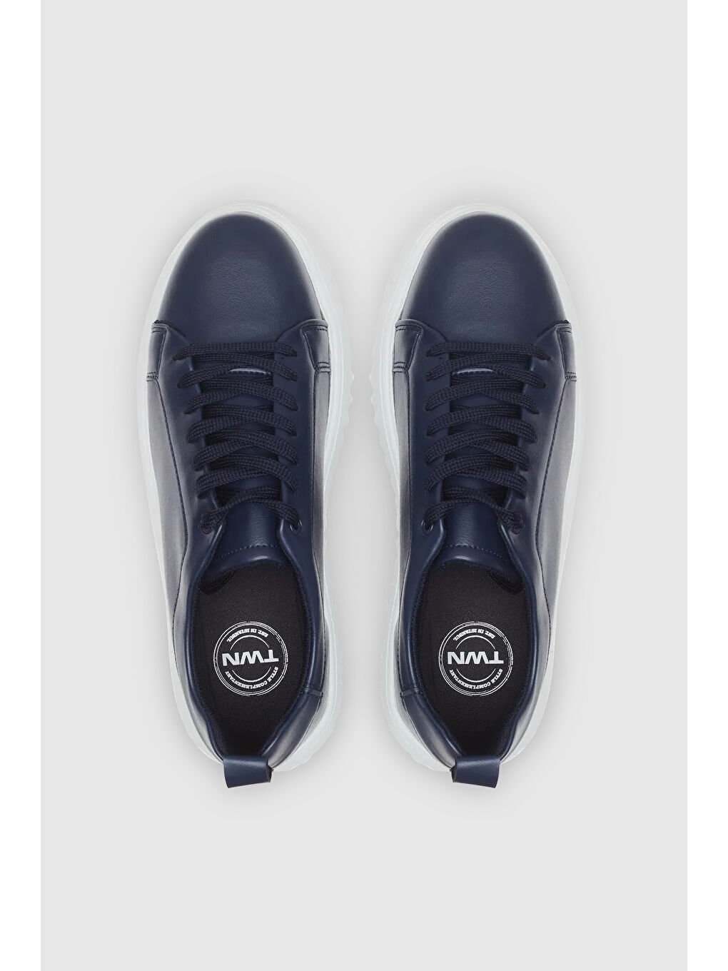 Twn Lacivert Kalın Beyaz Tabanlı Bağcıklı Sneaker Ayakkabi-5