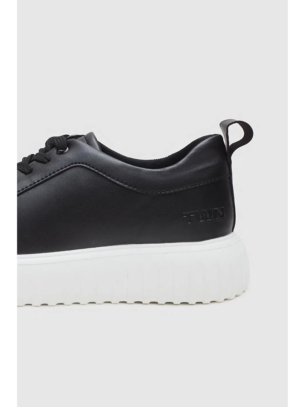 Twn Siyah Kalın Beyaz Tabanlı Bağcıklı Sneaker Ayakkabi-2