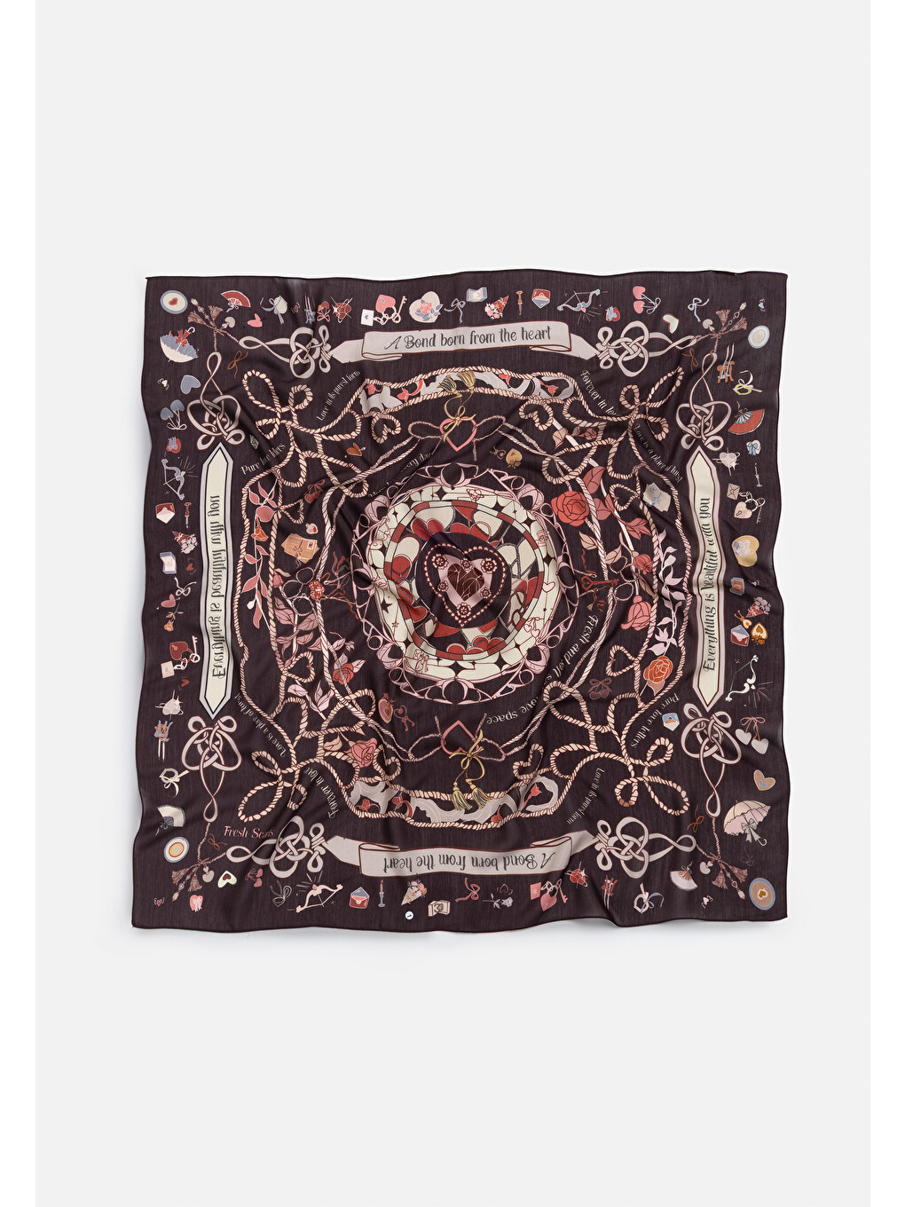 Bordo Dreamy Skies Desen Floş Viskon Eşarp Burgundy-1