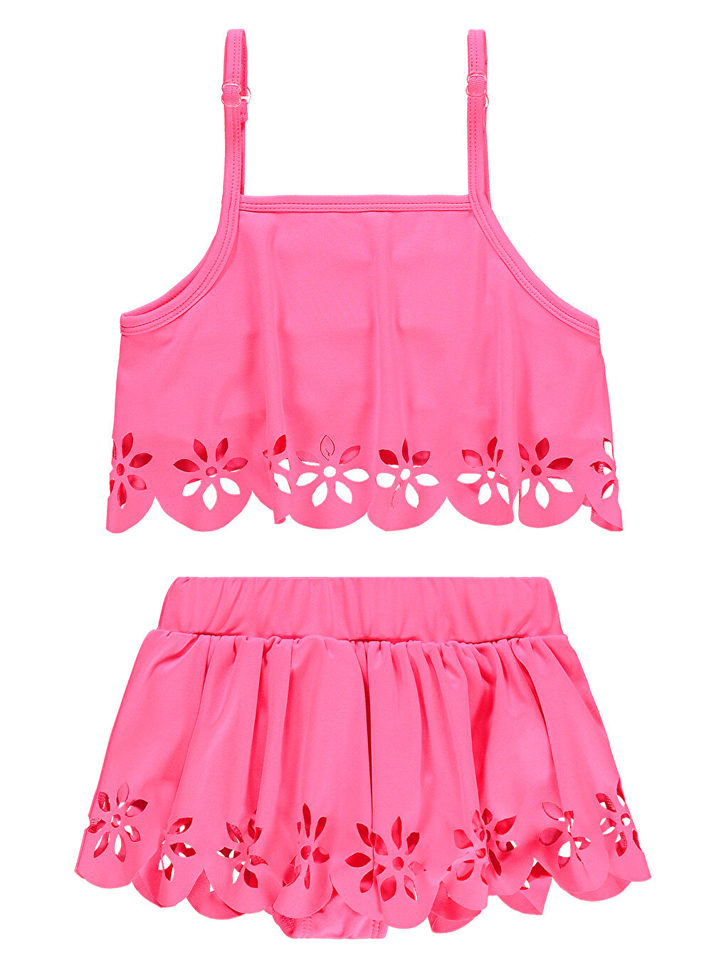 Girls Kız Çocuk Mayo Set 2-12 Yaş Neon Pembe-2