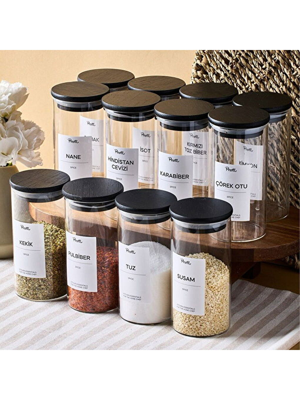 Karışık Riga 12'li Baharatlık - Siyah / Şeffaf - 300 ml