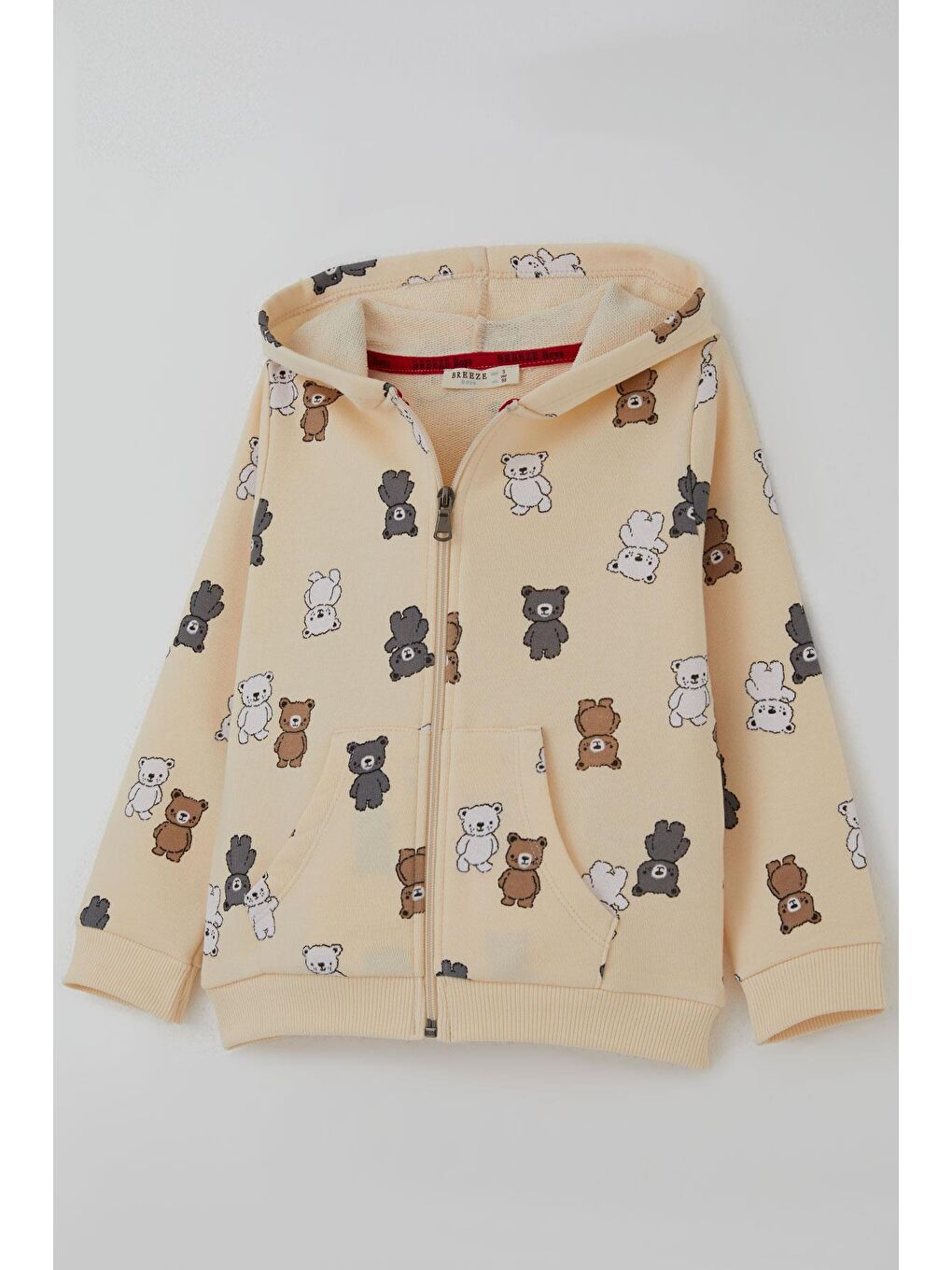 Ekru Erkek Bebek Eşofman Takımı Sevimli Renkli Ayıcık Desenli Krem (9 Ay-3 Yaş)-5