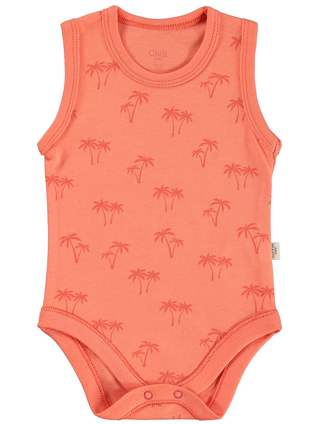 Baby Palmiye Baskılı 2'li Set 3-18 Ay Çıtçıtlı Badi - Mercan-Mint-5