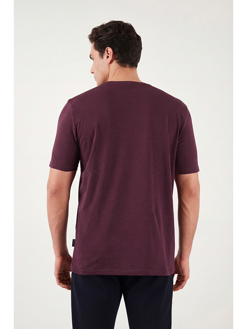 Bordo Bisiklet Yaka %100 Pamuk Slim Fit Basic Tişört 59020001-8