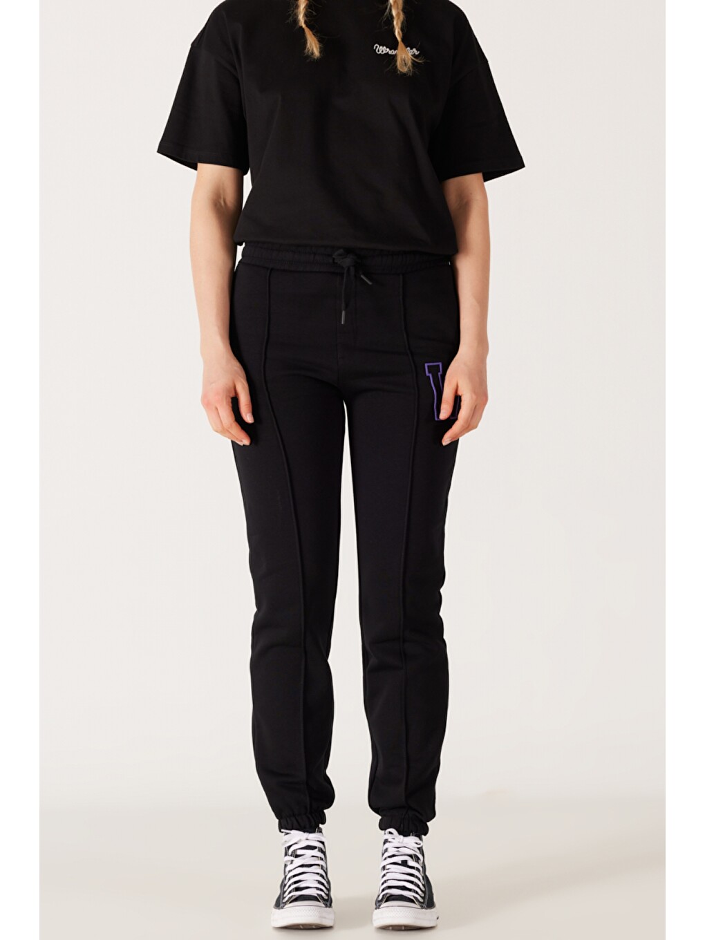 Regular Fit Normal Kesim İçi Polarlı Cepli Siyah Jogger Eşofman Altı