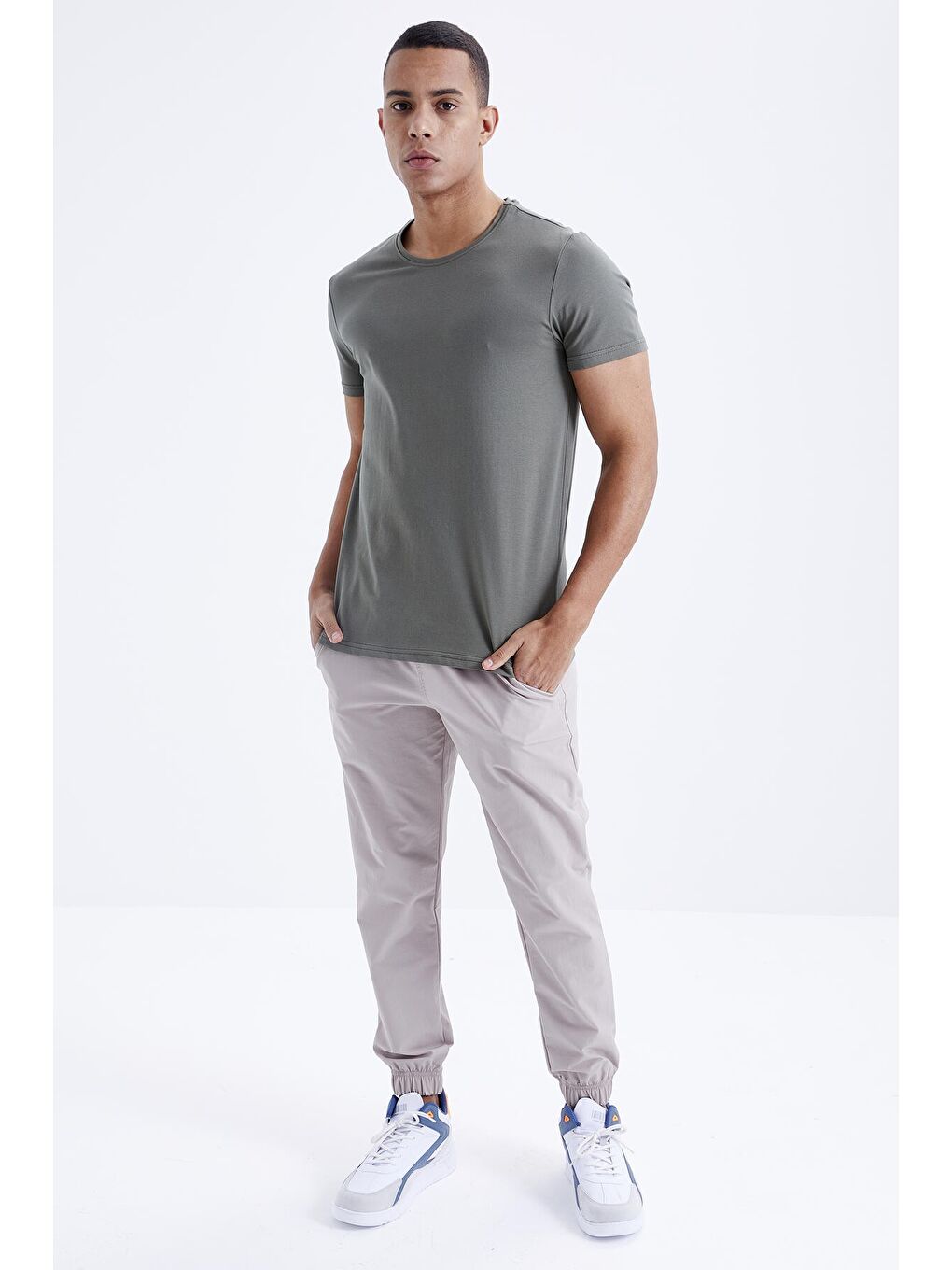 Yeşil Çağla Erkek Basic Kısa Kol Standart Kalıp Bisiklet Yaka Tişört - 87911-2