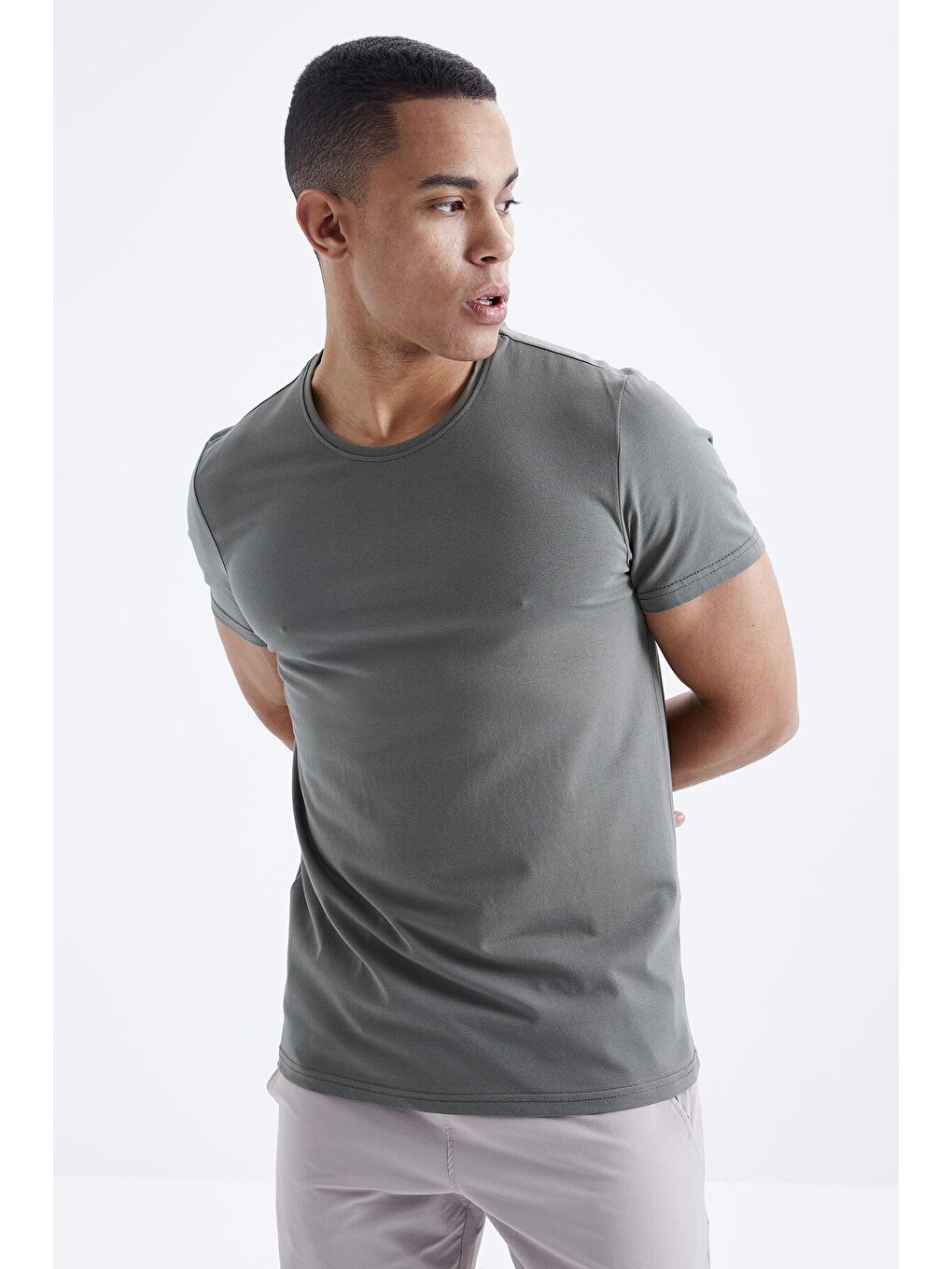 Yeşil Çağla Erkek Basic Kısa Kol Standart Kalıp Bisiklet Yaka Tişört - 87911-4