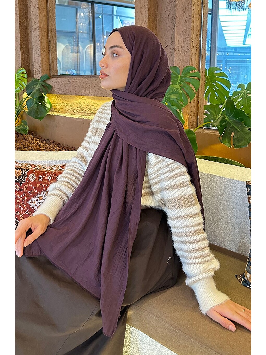 Organic Premium Şal Koyu Mor-3