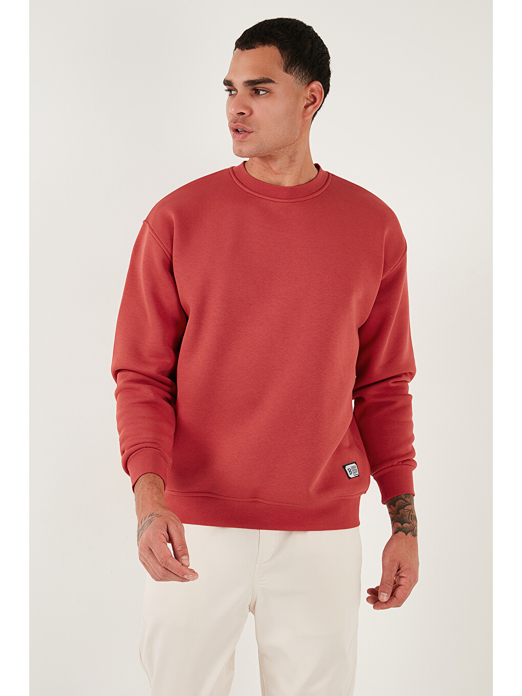 Kırmızı Regular Fit Bisiklet Yaka Pamuklu İçi Tüylü Yumuşak Şardonlu Sweat 59052553w4-2