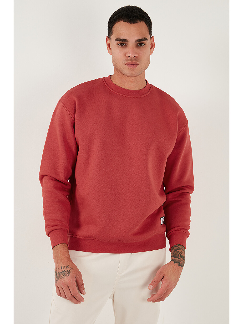 Kırmızı Regular Fit Bisiklet Yaka Pamuklu İçi Tüylü Yumuşak Şardonlu Sweat 59052553w4-3