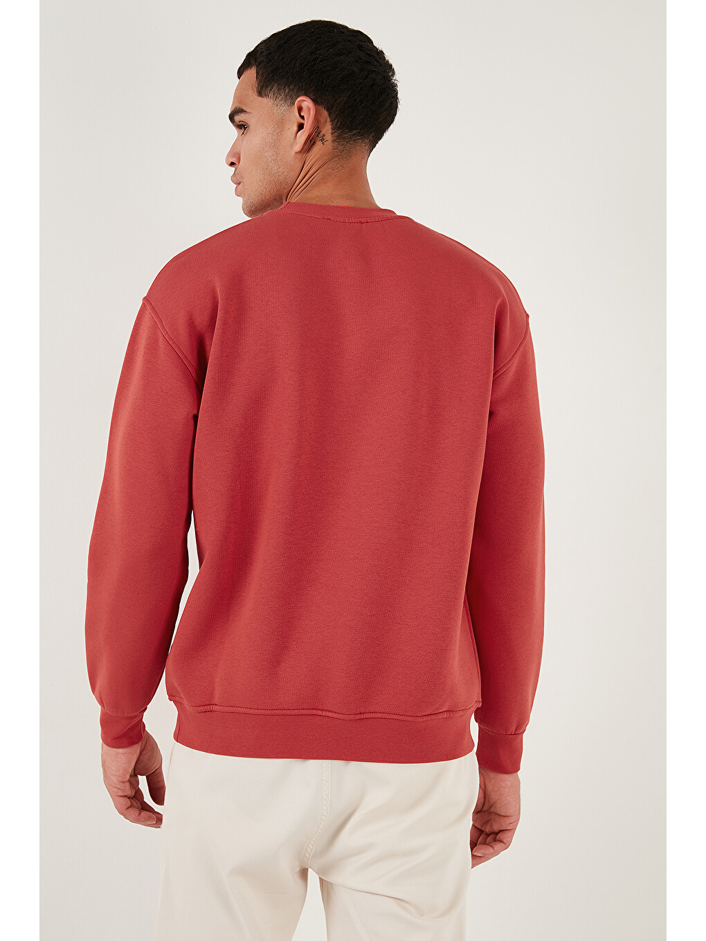 Kırmızı Regular Fit Bisiklet Yaka Pamuklu İçi Tüylü Yumuşak Şardonlu Sweat 59052553w4-4