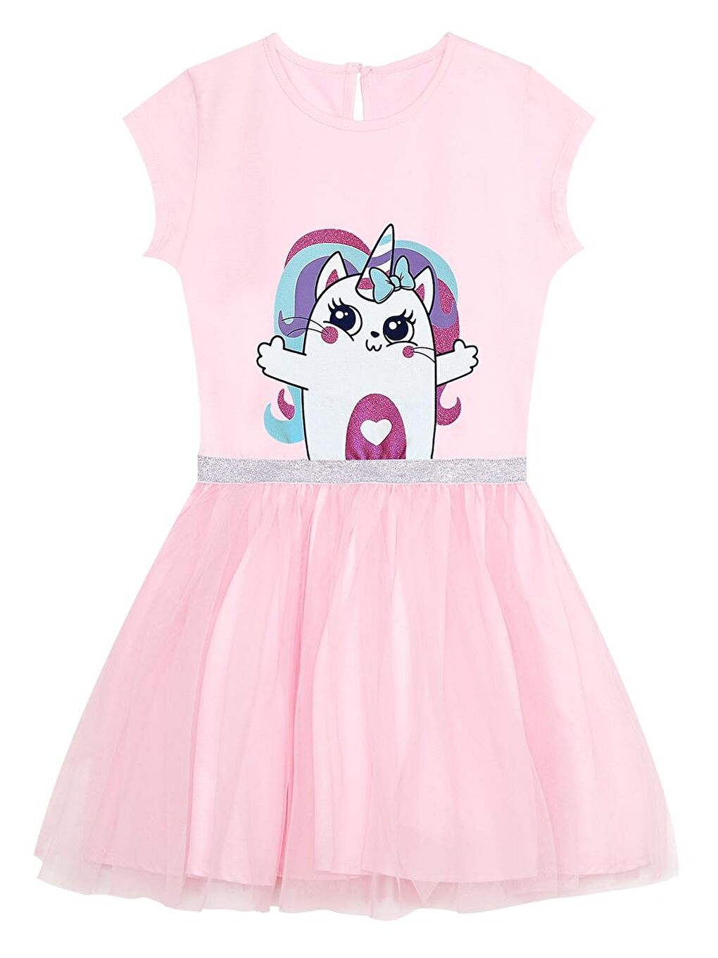 Denokids Pembe Kedicik Unicorn Kız Çocuk Tüllü Elbise - 2