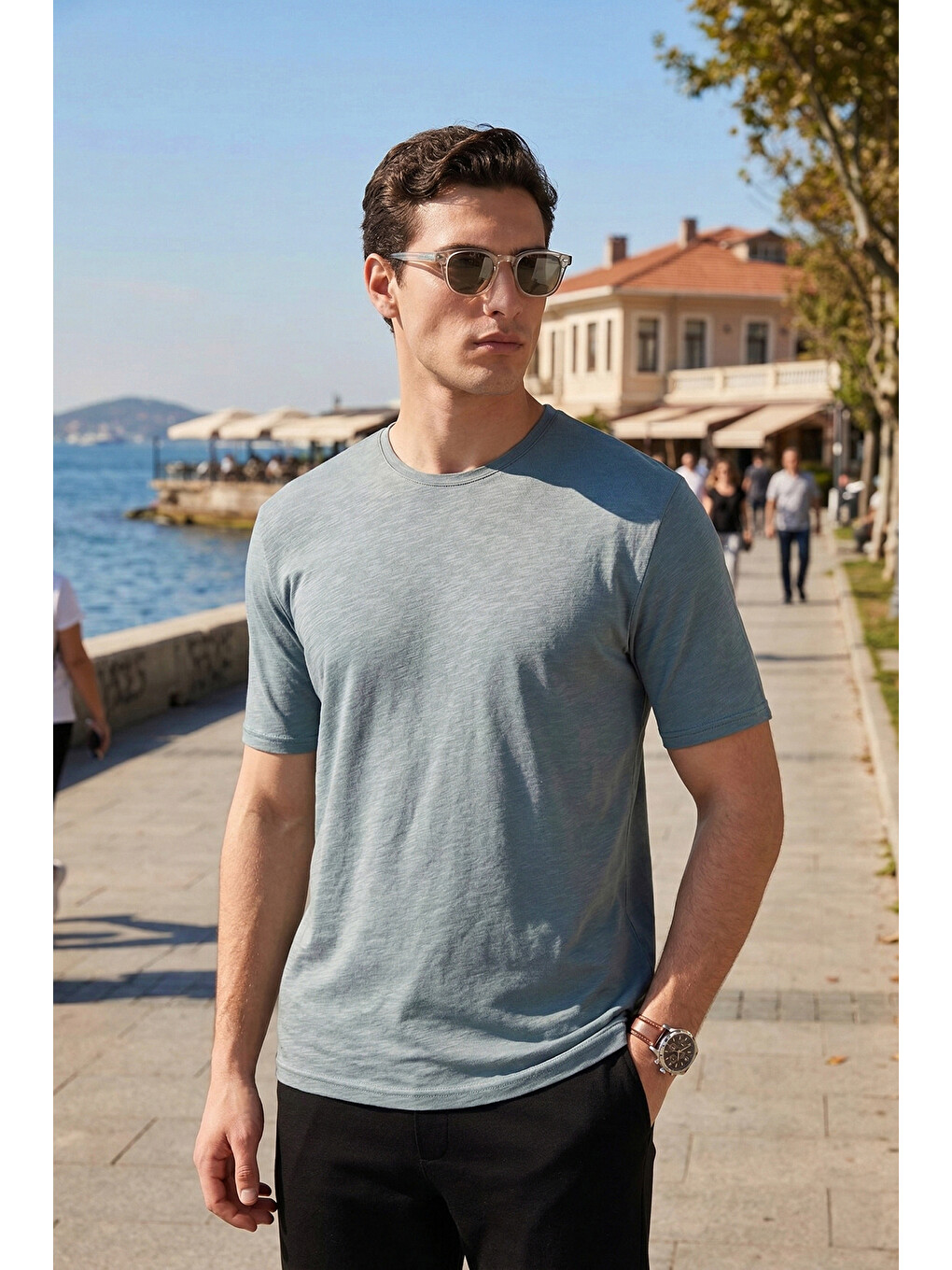 Mavi Bisiklet Yaka % 100 Pamuk Slim Fit Basic Erkek Tişört 59020001-1
