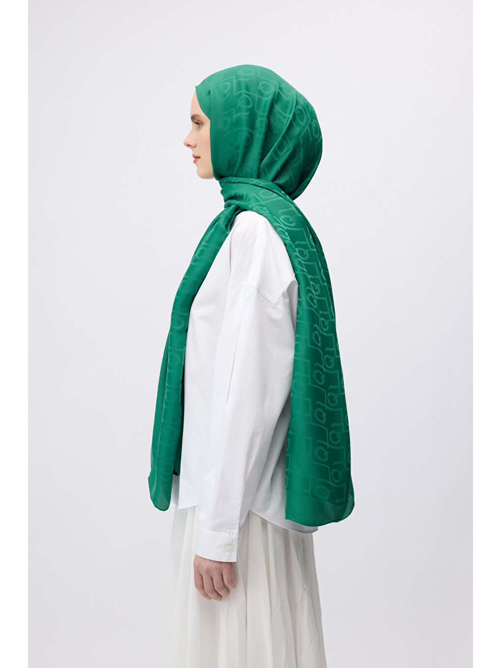 İpek Jakar Monogram Şal Zümrüt Yeşili-1
