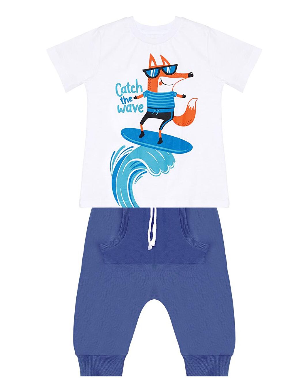 Denokids Karışık Surf Fox Erkek Çocuk T-shirt Kapri Şort Takım - 2