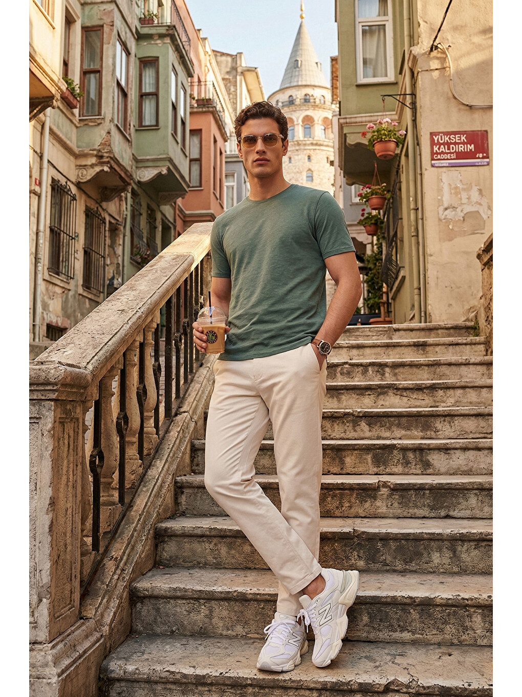 Yeşil Bisiklet Yaka % 100 Pamuk Slim Fit Basic Erkek Tişört 59020001