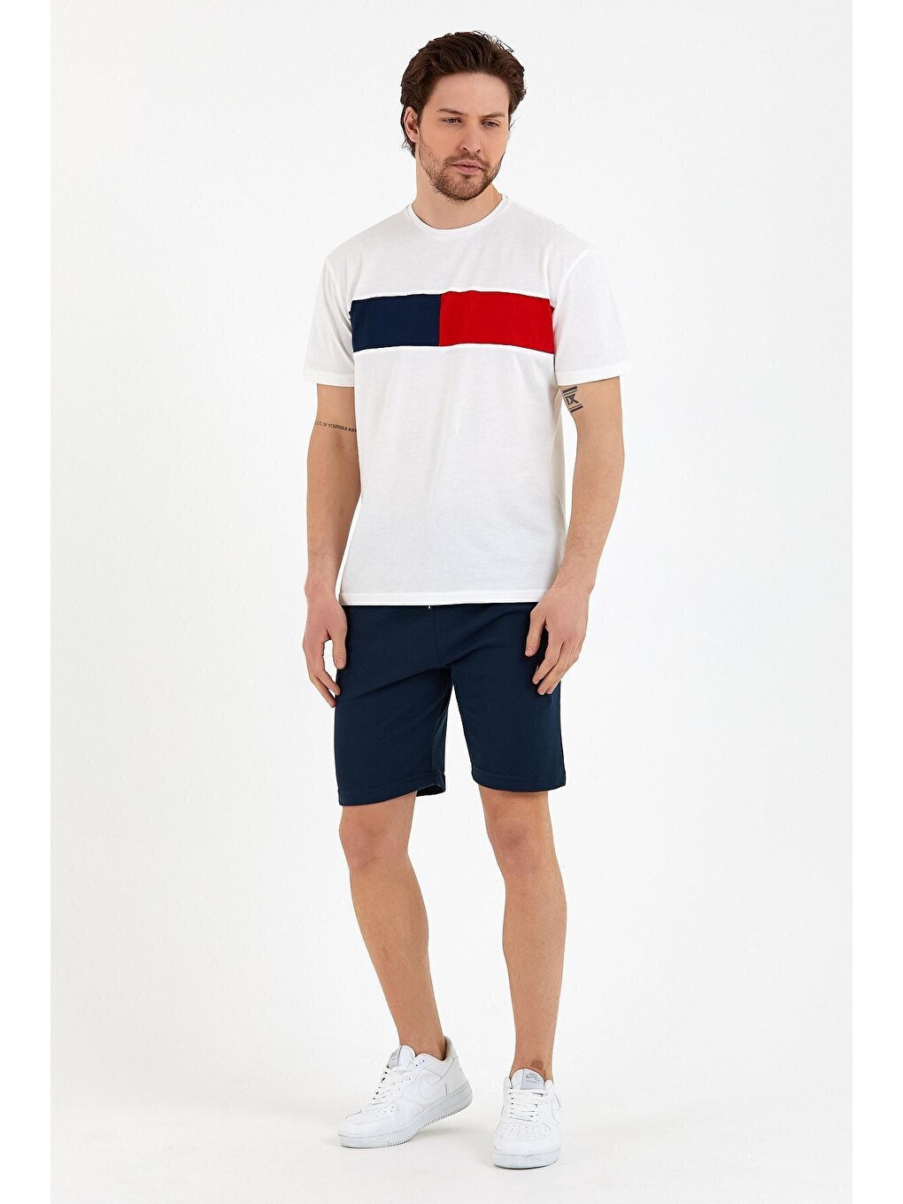 Ekru Erkek Bisiklet Yaka Regular Fit Garnili Tişort Spr22ts111