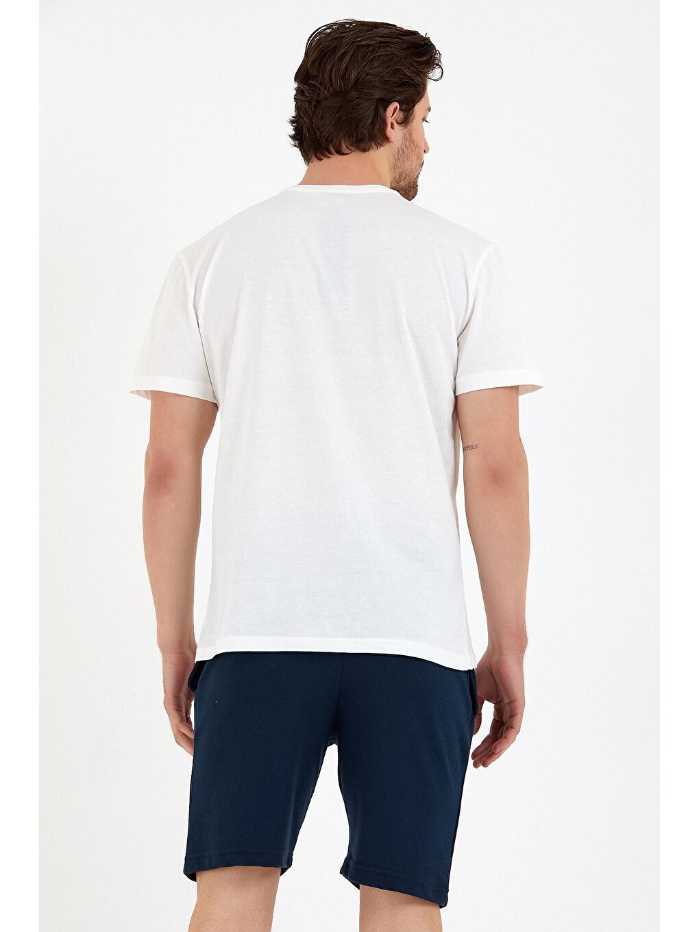 Ekru Erkek Bisiklet Yaka Regular Fit Garnili Tişort Spr22ts111-3