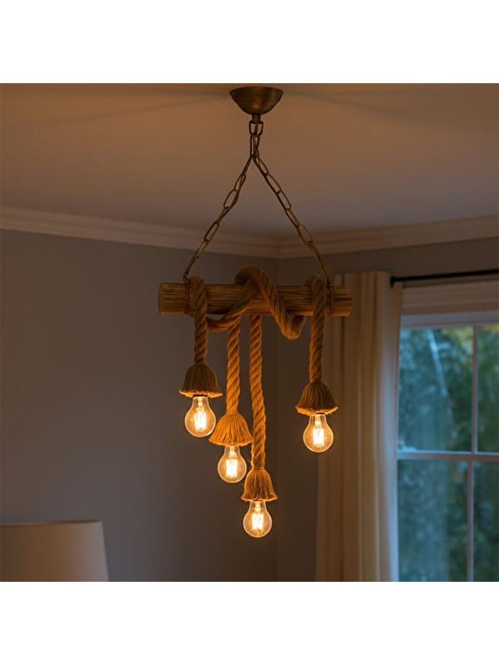 Kahverengi Bambu 4'lü Avize-7