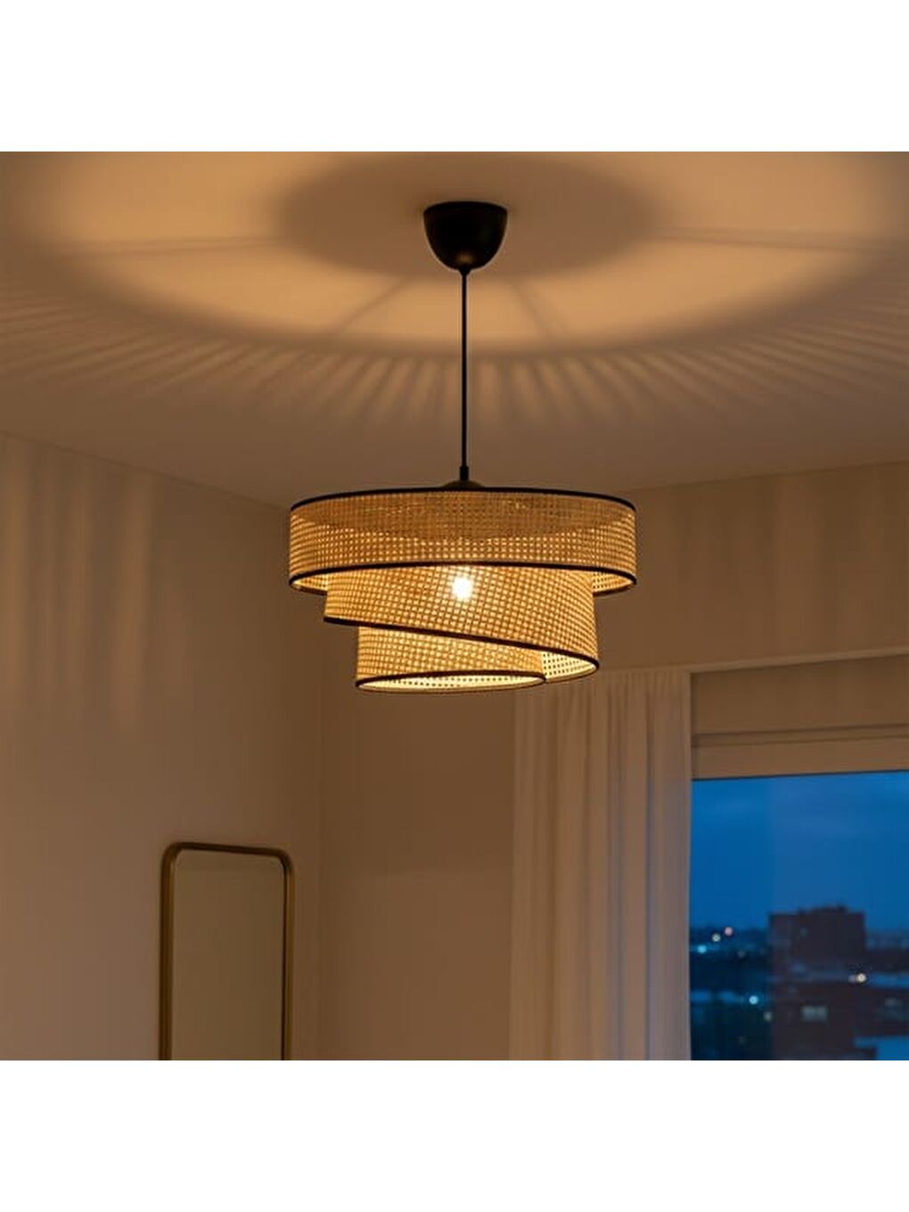 Ekru Siyah Biyeli 3 Katlı Pasta Sarkıt - Krem - 70x40x40 cm-5