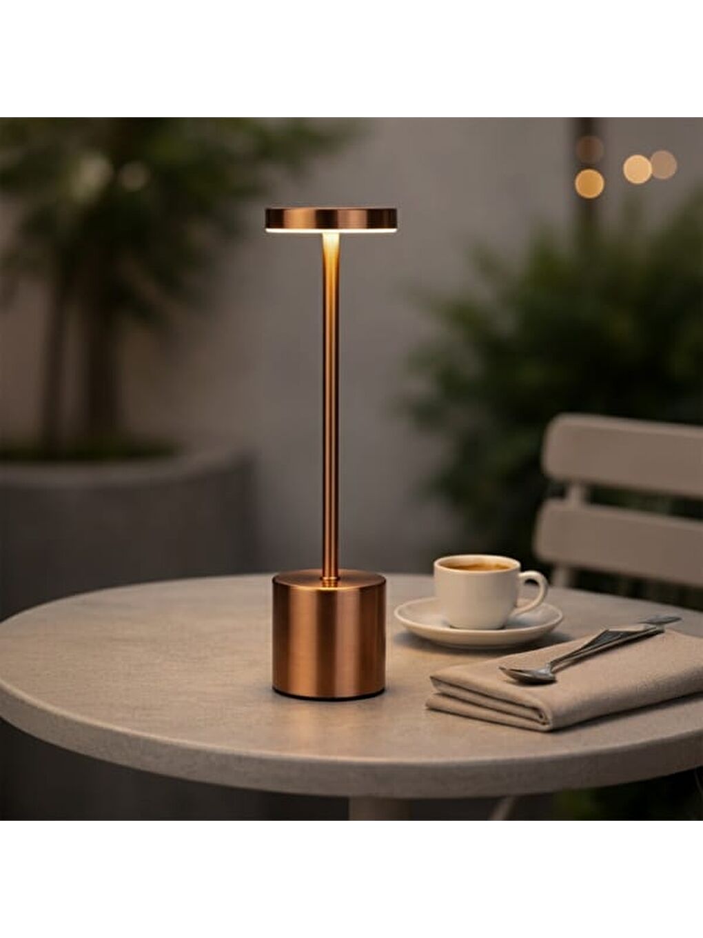 Pembe Dekoratif Şarjlı Dokunmatik Masa Lambası - Rose - 31 cm-7