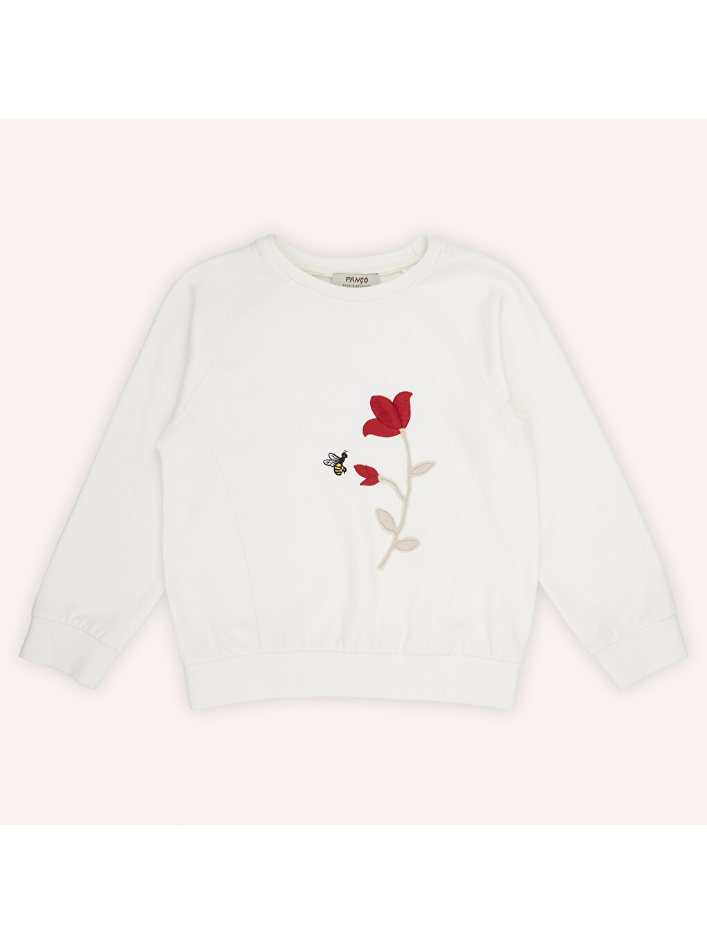 Kız Çocuk Nakış Detaylı Ekru Sweatshirt-1