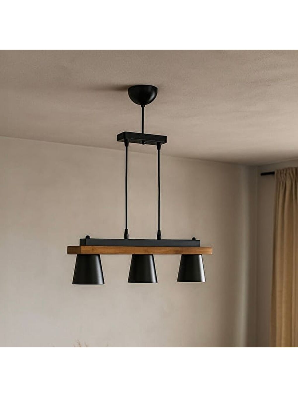 Venedik 3'lü Sıralı Sarkıt - Siyah / Kahverengi - 70x10x10 cm