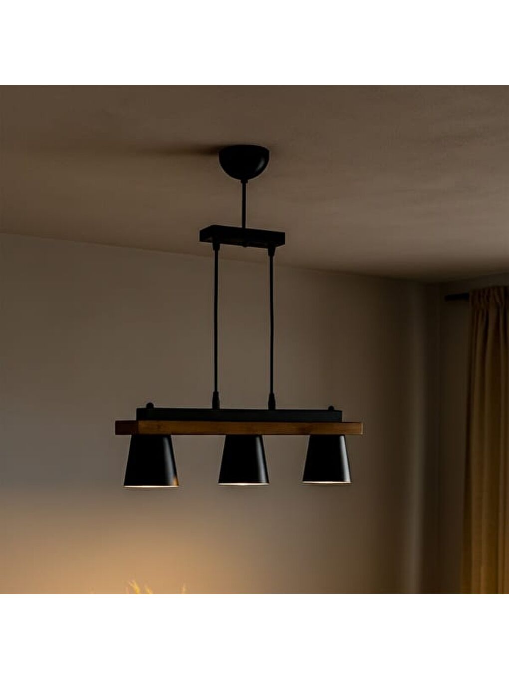 Venedik 3'lü Sıralı Sarkıt - Siyah / Kahverengi - 70x10x10 cm-5