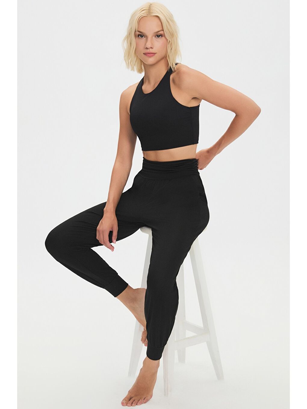 Joystar Siyah Kadın Exclusive Yüksek Bel Jogger Eşofman Altı - 2