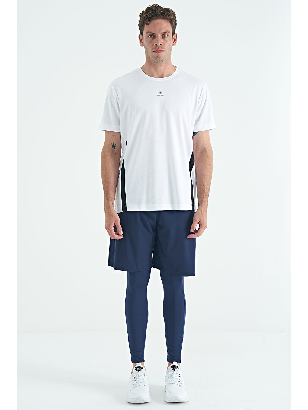 İndigo Logo Baskılı Yüksel Bel Slim Fit Aktif Spor Erkek Tayt - 84989-1