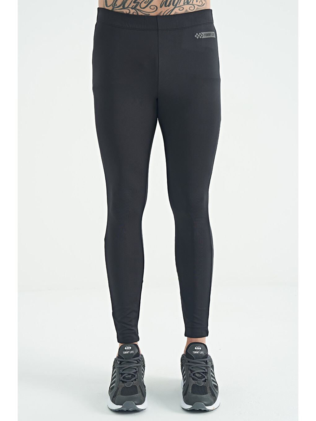 Antrasit Arka Bilek Baskı Detaylı Yüksek Bel Slim Fit Aktif Spor Erkek Tayt - 84988-1