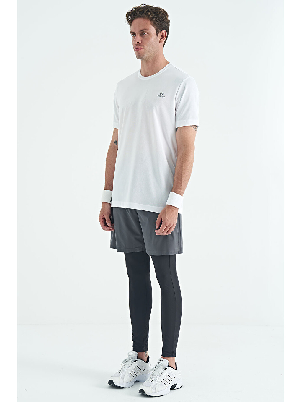 Siyah Arka Bilek Baskı Detaylı Yüksek Bel Slim Fit Aktif Spor Erkek Tayt - 84988-4