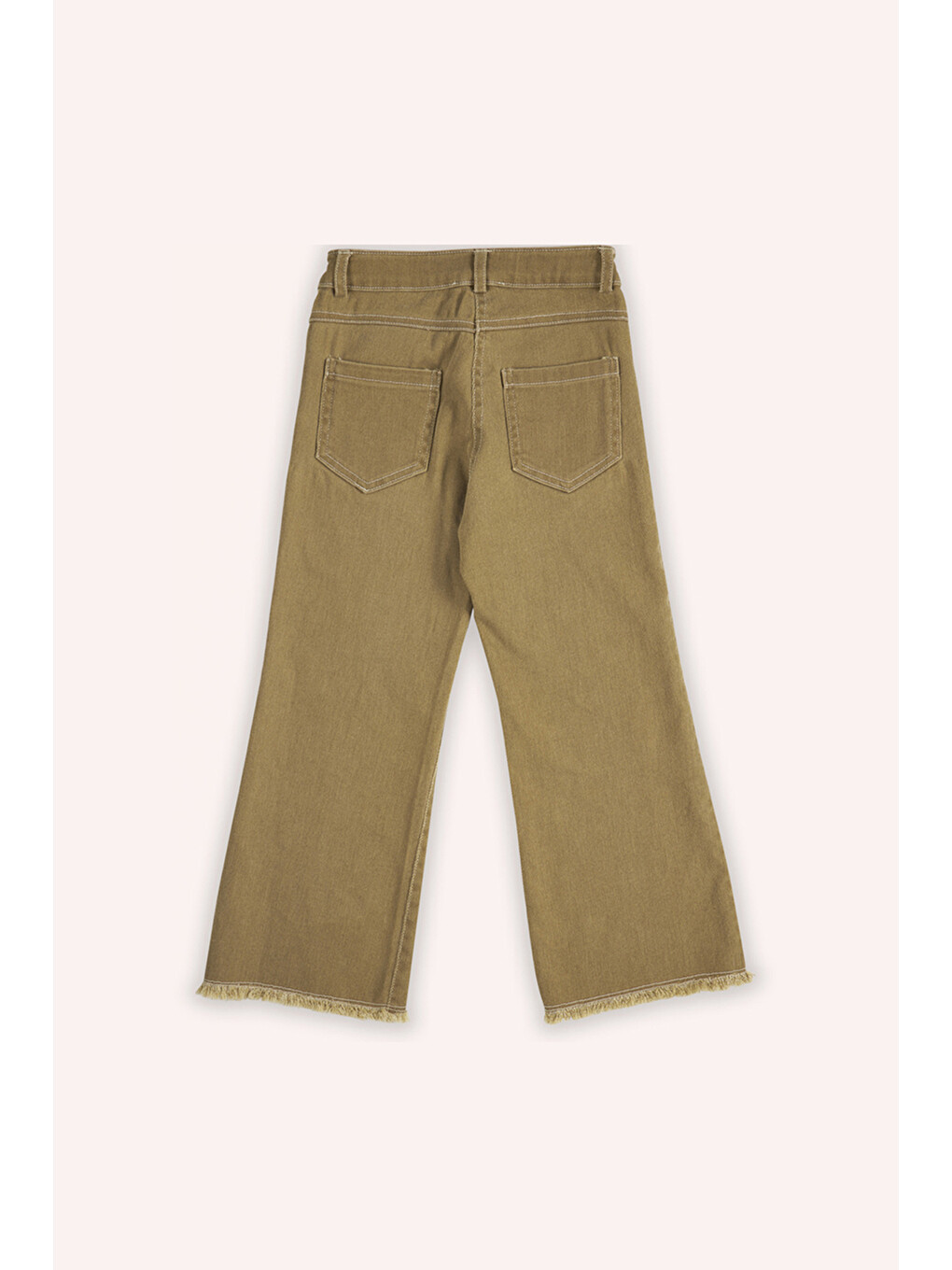 Kahverengi Kız Çocuk Cepli Camel Jean Pantolon-4