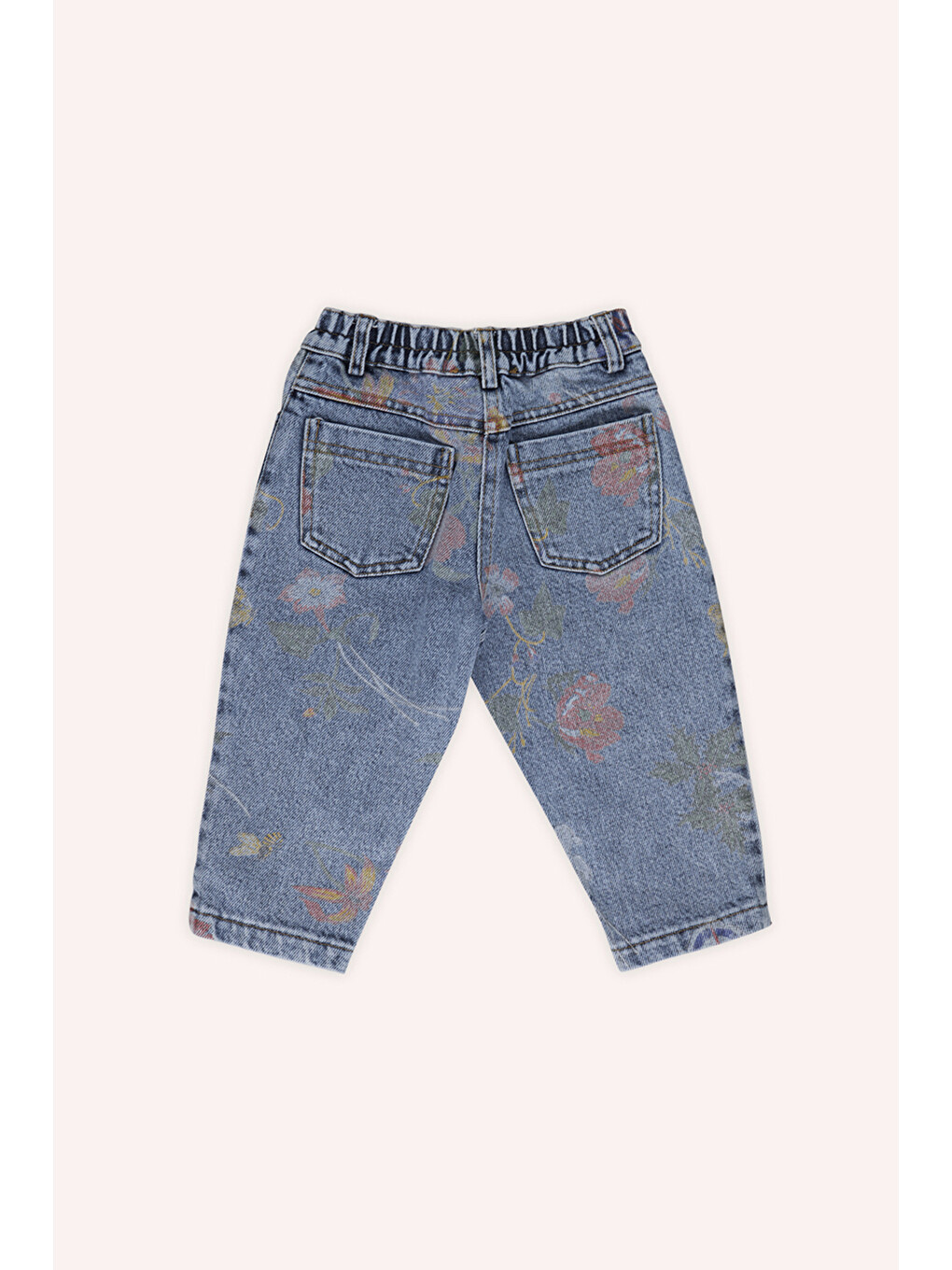 Kız Bebek Desenli Mavi Jean Pantolon-1
