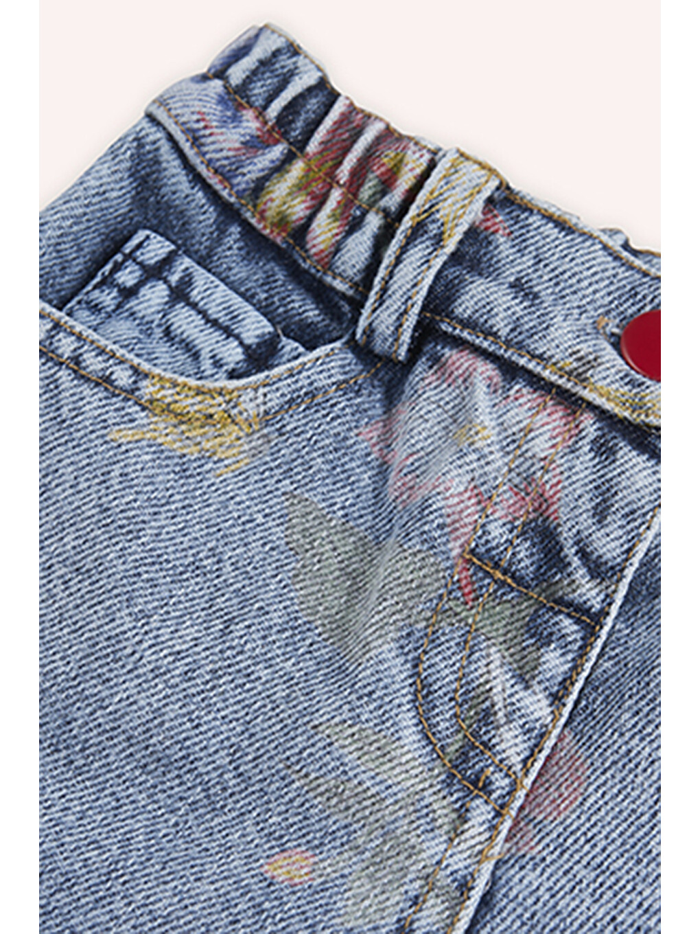 Kız Bebek Desenli Mavi Jean Pantolon-2