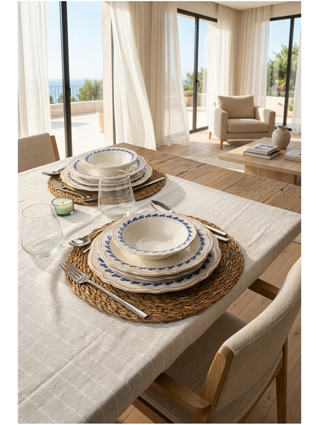 Beyaz Blue Flower 24 Parça Yemek Takımı-3