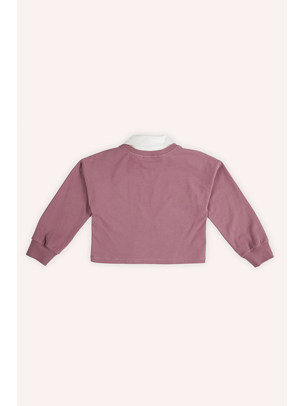 Pembe Kız Çocuk Yakalı Uzun Kollu Gül Kurusu Tişört-1