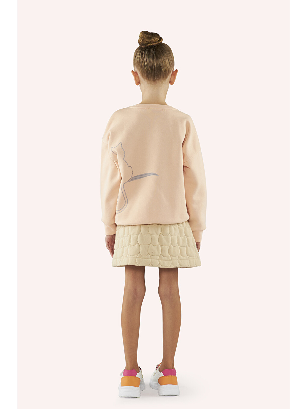 Pembe Kız Çocuk Sırtı Baskı Detaylı Somon Sweatshirt-2