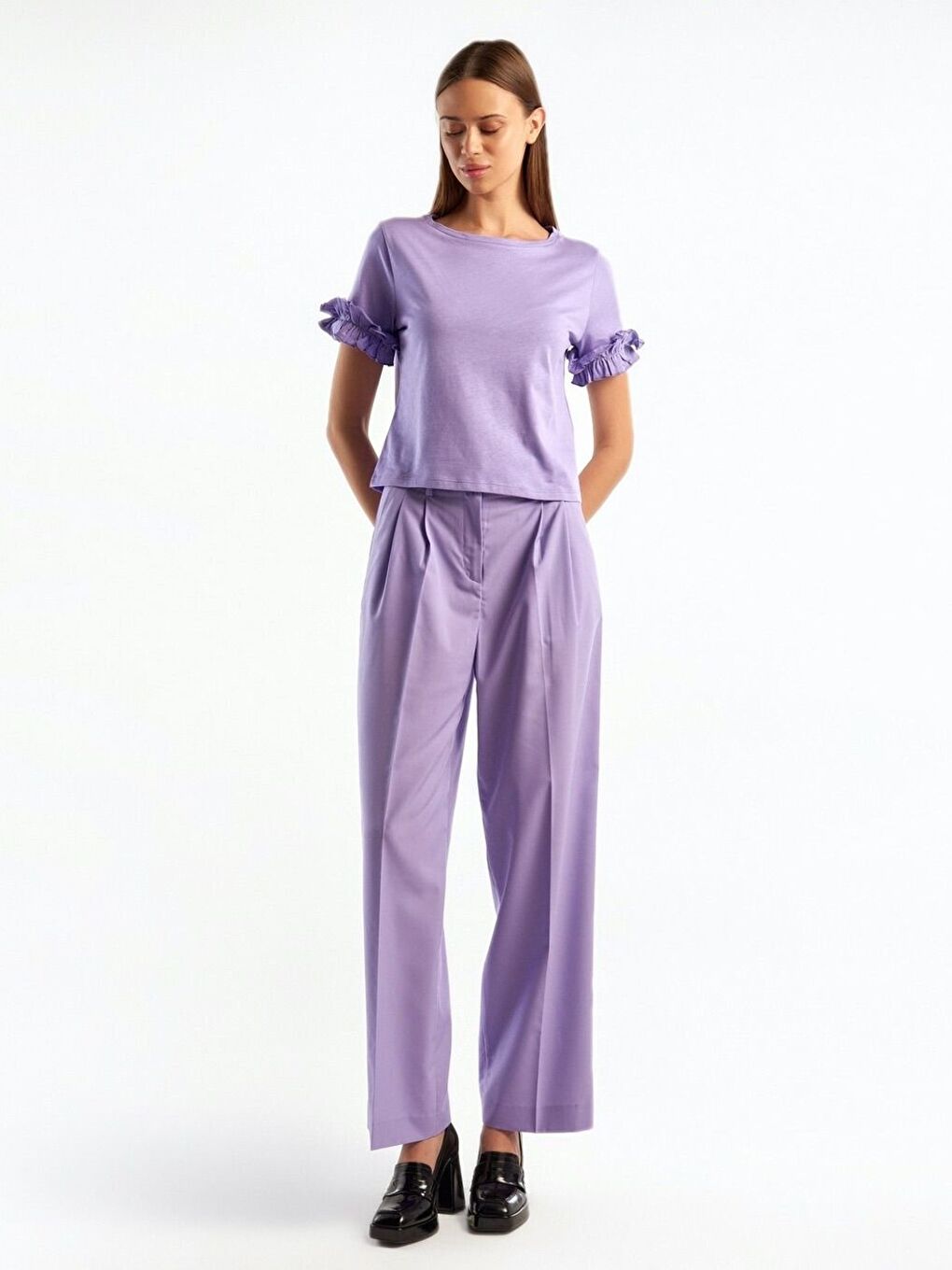 Kadın Haki Beli Lastikli Pantolon