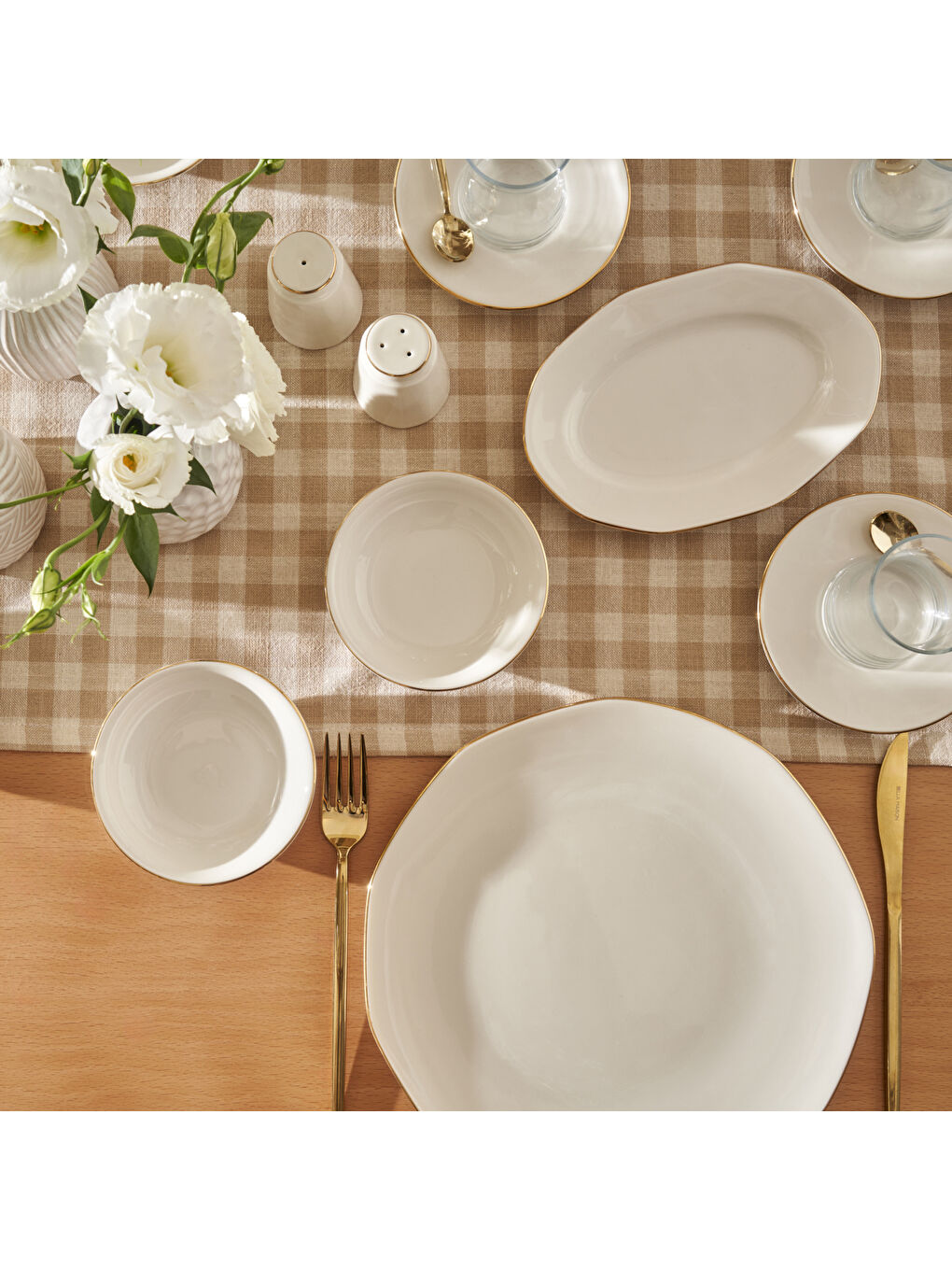 Sarı Opal Porselen 26 Parça 6 Kişilik Kahvaltı Takımı Gold-1