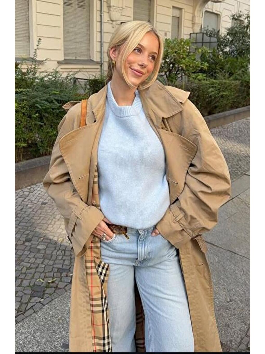 Bebe Mavisi Bisiklet Yaka Oversize Triko Kazak Mg1972-1