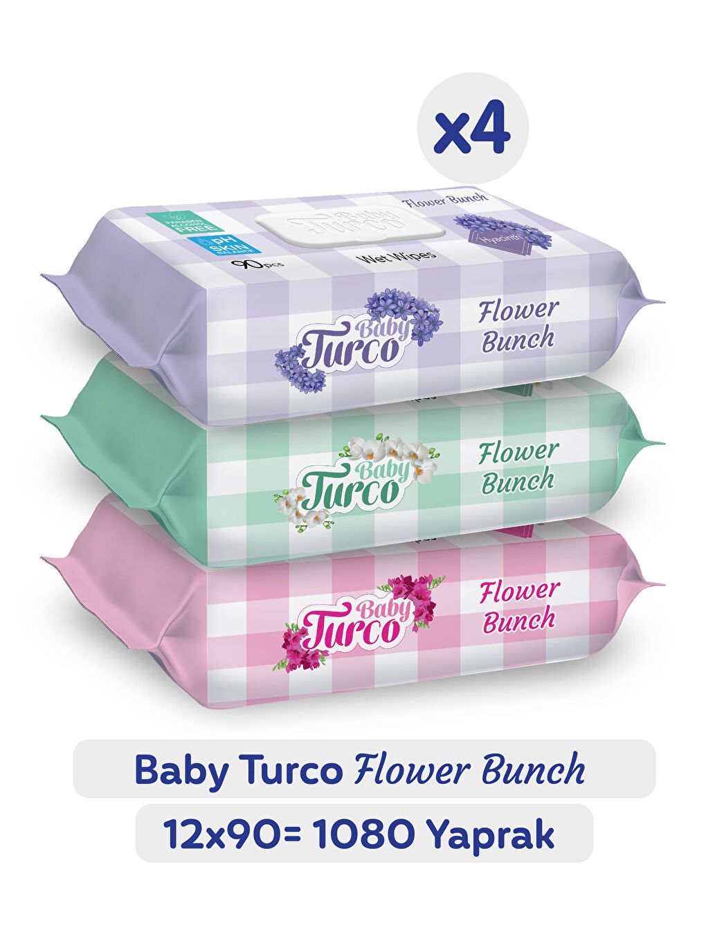 Baby Turco Flower Bunch Islak Havlu 12x90 (1080 Yaprak)