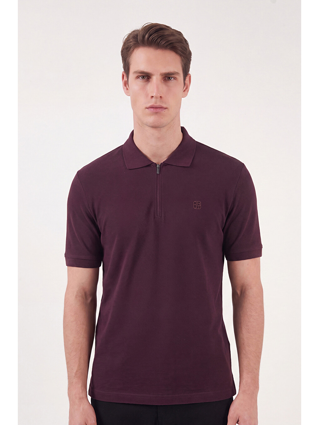 Bordo Regular Fit Fermuarlı Polo T Shirt 5904069-1