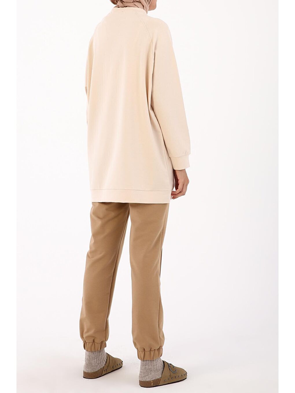 Yeni Bej Bisiklet Yaka Reglan Kol Sweatshirt-4
