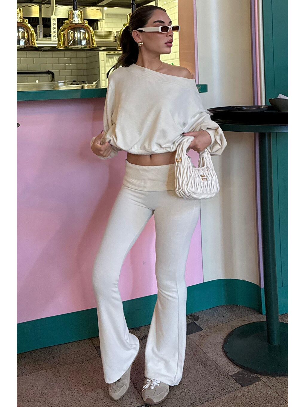 Bej Bluz Pantolon İkili Takım Mg2289-4