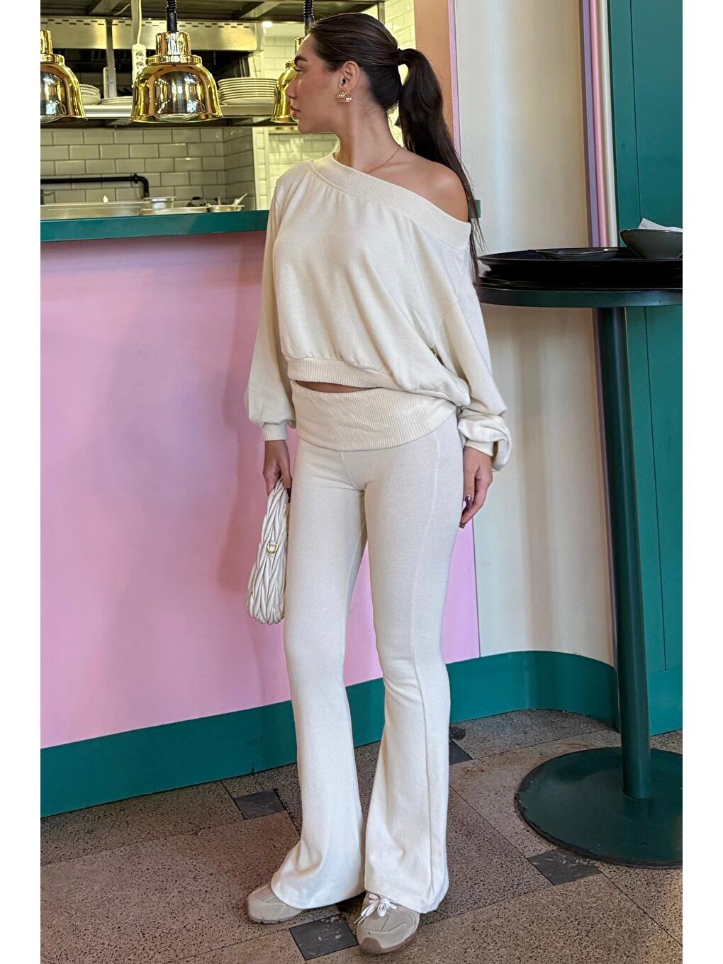 Bej Bluz Pantolon İkili Takım Mg2289-8