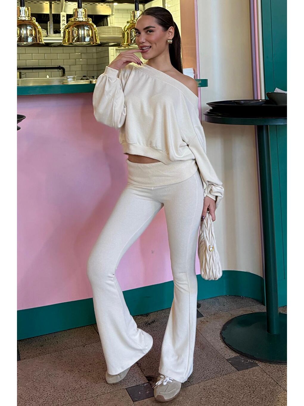 Bej Bluz Pantolon İkili Takım Mg2289-10