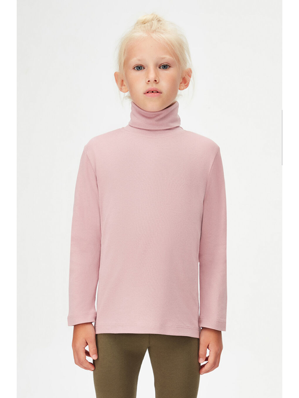 Pembe Gül Kurusu Kız Çocuk Tam Balıkçı Uzun Kol Tişört-1