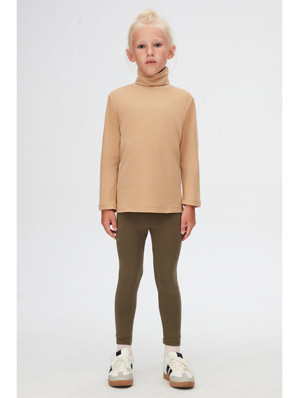 Kahverengi Sütlü Kahve Kız Çocuk Tam Balıkçı Uzun Kol Tişört